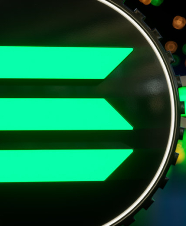 Solana cryptocurrency token symbol. Financial and business theme