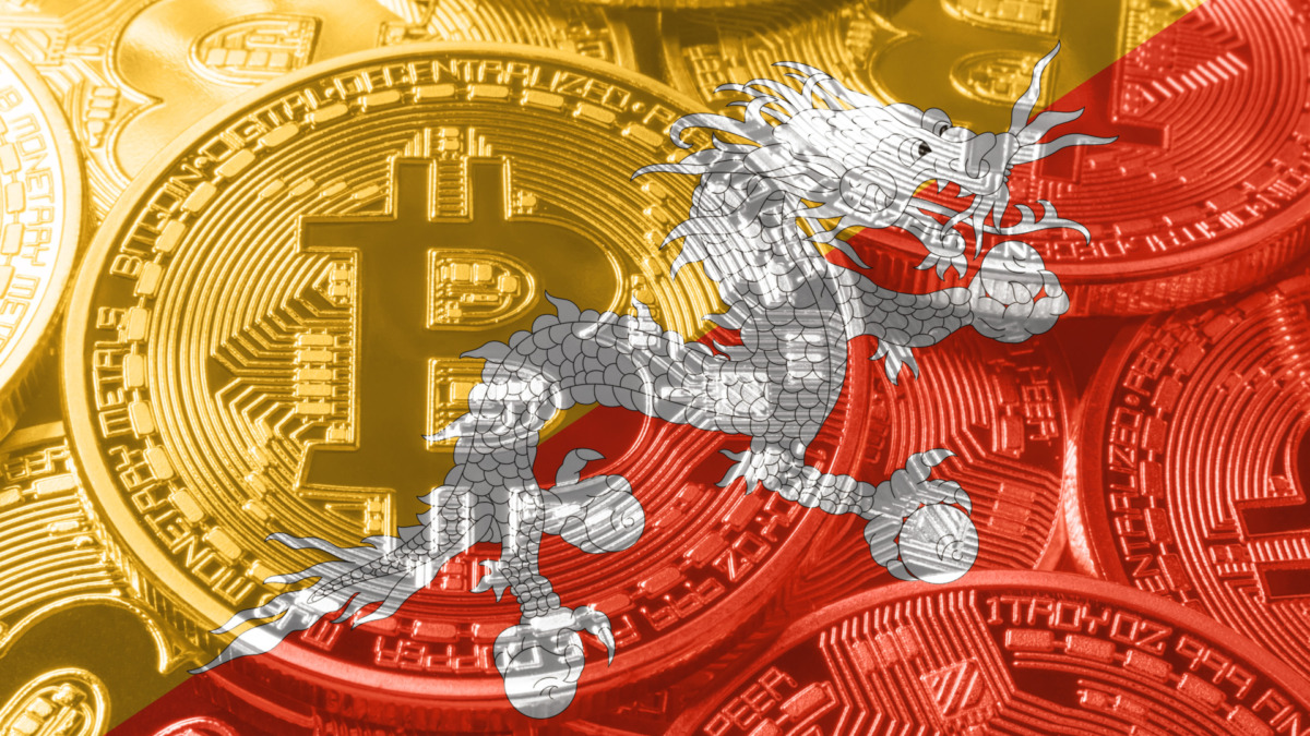 Bhutan bitcoin flag, national flag cryptocurrency concept