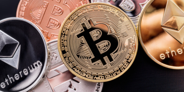 Stacked cryptocurrency coins